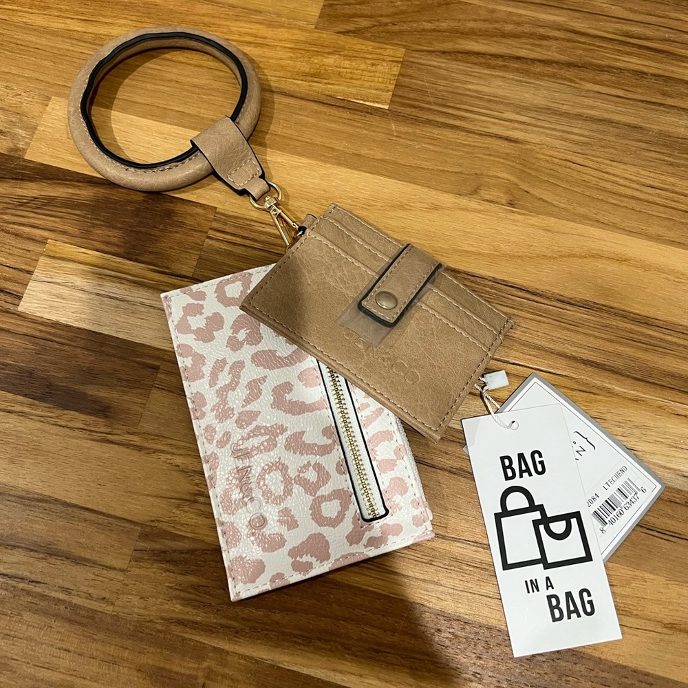Leopard Print Wristlet and Cardholder Set